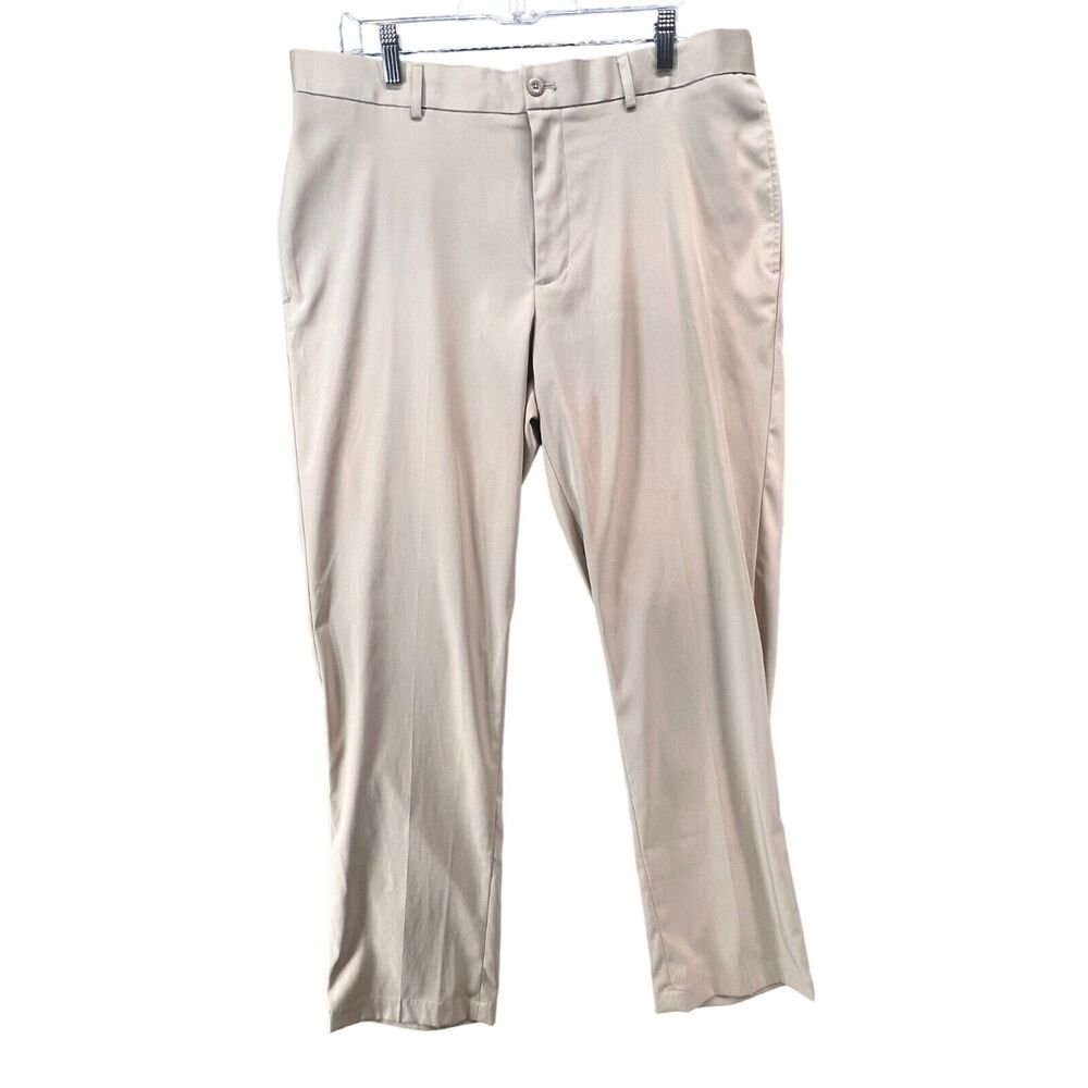 Slazenger Golf Pants Men 36X32 Tan Flat Front Stretch Straight PerformanceTravel